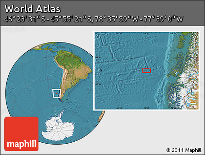Satellite Location Map of the Area around 46° 9' 26" S, 78° 7' 30" W