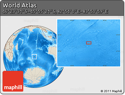 Shaded Relief Location Map of the Area around 46° 9' 26" S, 83° 22' 30" E