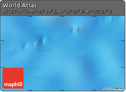 Physical Map of the Area around 46° 9' 26" S, 85° 4' 29" E