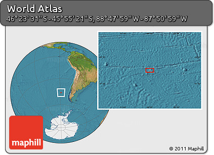 Satellite Location Map of the Area around 46° 9' 26" S, 88° 19' 29" W