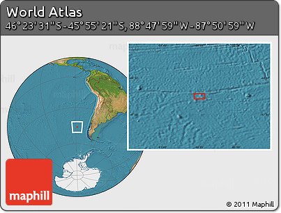 Satellite Location Map of the Area around 46° 9' 26" S, 88° 19' 29" W