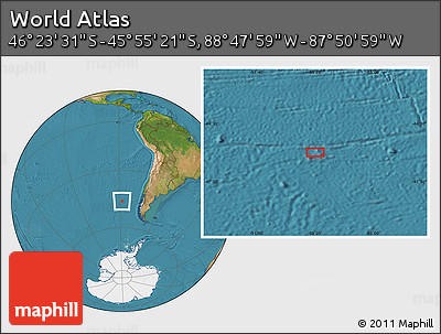 Satellite Location Map of the Area around 46° 9' 26" S, 88° 19' 29" W