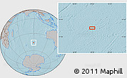 Gray Location Map of the area around 46° 9' 26" S, 89° 19' 29" E, hill shading