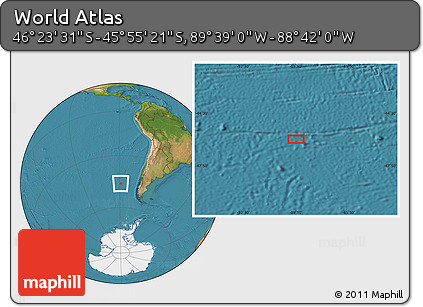 Satellite Location Map of the Area around 46° 9' 26" S, 89° 10' 30" W