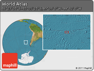 Satellite Location Map of the Area around 46° 9' 26" S, 89° 10' 30" W