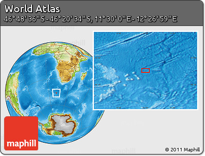 Physical Location Map of the Area around 46° 34' 35" S, 11° 58' 29" E