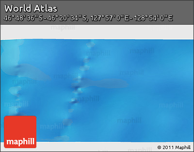 Physical 3D Map of the Area around 46° 34' 35" S, 128° 25' 30" E