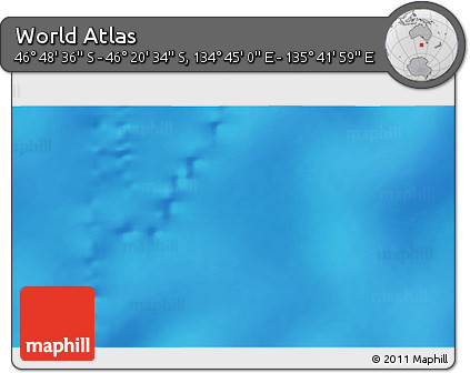 Physical 3D Map of the Area around 46° 34' 35" S, 135° 13' 29" E