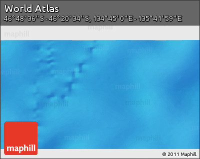 Physical 3D Map of the Area around 46° 34' 35" S, 135° 13' 29" E