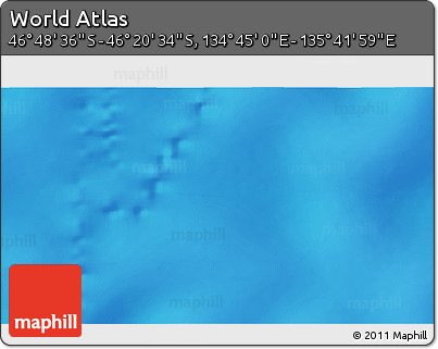 Physical 3D Map of the Area around 46° 34' 35" S, 135° 13' 29" E