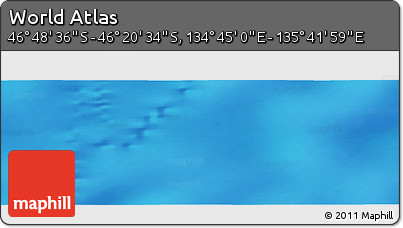 Physical Panoramic Map of the Area around 46° 34' 35" S, 135° 13' 29" E