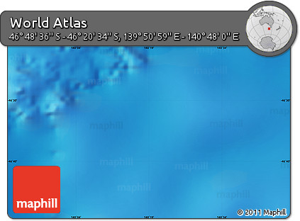 Physical Map of the Area around 46° 34' 35" S, 140° 19' 29" E