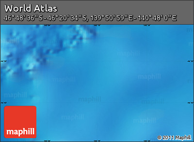 Physical Map of the Area around 46° 34' 35" S, 140° 19' 29" E