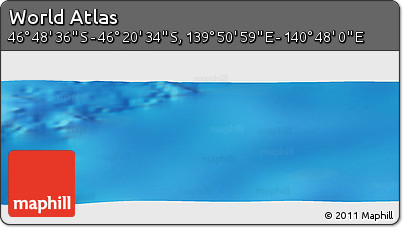 Physical Panoramic Map of the Area around 46° 34' 35" S, 140° 19' 29" E