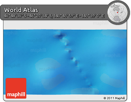 Physical 3D Map of the Area around 46° 34' 35" S, 141° 10' 30" E