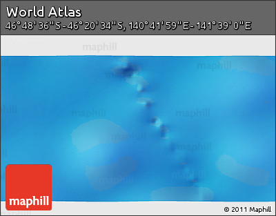 Physical 3D Map of the Area around 46° 34' 35" S, 141° 10' 30" E