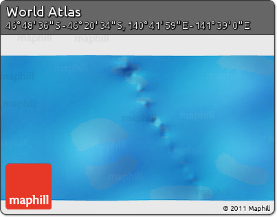 Physical 3D Map of the Area around 46° 34' 35" S, 141° 10' 30" E