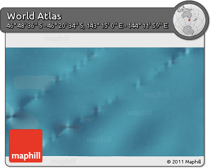Satellite 3D Map of the Area around 46° 34' 35" S, 143° 43' 29" E