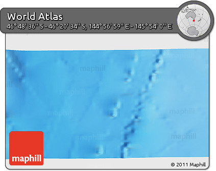 Physical 3D Map of the Area around 46° 34' 35" S, 145° 25' 30" E