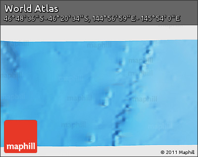 Physical 3D Map of the Area around 46° 34' 35" S, 145° 25' 30" E