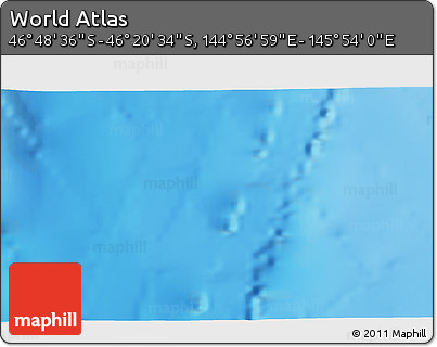 Physical 3D Map of the Area around 46° 34' 35" S, 145° 25' 30" E
