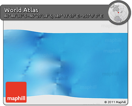 Physical 3D Map of the Area around 46° 34' 35" S, 149° 40' 30" E