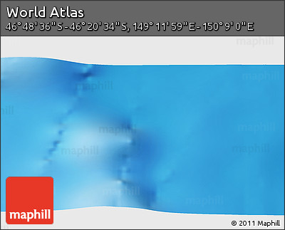 Physical 3D Map of the Area around 46° 34' 35" S, 149° 40' 30" E