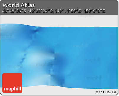 Physical 3D Map of the Area around 46° 34' 35" S, 149° 40' 30" E