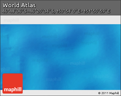Physical 3D Map of the Area around 46° 34' 35" S, 151° 22' 30" E