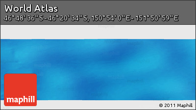 Physical Panoramic Map of the Area around 46° 34' 35" S, 151° 22' 30" E
