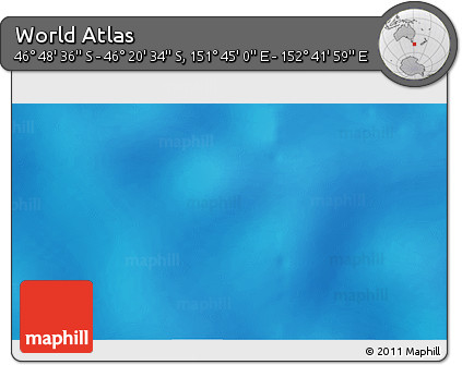 Physical 3D Map of the Area around 46° 34' 35" S, 152° 13' 29" E
