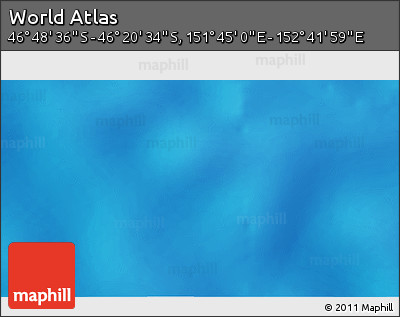 Physical 3D Map of the Area around 46° 34' 35" S, 152° 13' 29" E