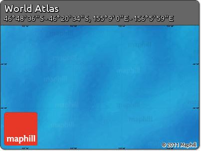 Physical Map of the Area around 46° 34' 35" S, 155° 37' 30" E
