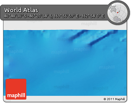 Physical 3D Map of the Area around 46° 34' 35" S, 162° 25' 30" E