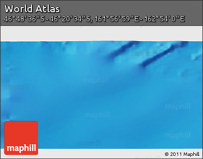 Physical 3D Map of the Area around 46° 34' 35" S, 162° 25' 30" E