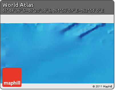 Physical 3D Map of the Area around 46° 34' 35" S, 162° 25' 30" E
