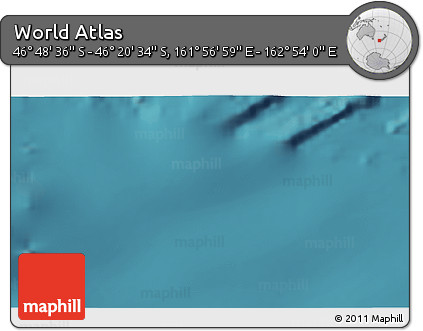 Satellite 3D Map of the Area around 46° 34' 35" S, 162° 25' 30" E
