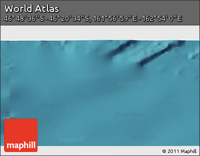 Satellite 3D Map of the Area around 46° 34' 35" S, 162° 25' 30" E