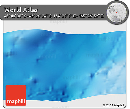 Physical 3D Map of the Area around 46° 34' 35" S, 164° 58' 29" E