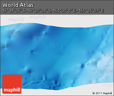Physical 3D Map of the Area around 46° 34' 35" S, 164° 58' 29" E