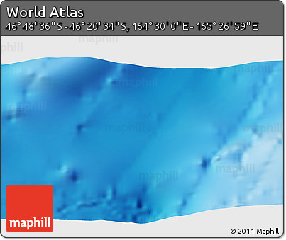 Physical 3D Map of the Area around 46° 34' 35" S, 164° 58' 29" E