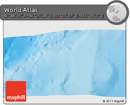 Physical 3D Map of the Area around 46° 34' 35" S, 165° 49' 29" E