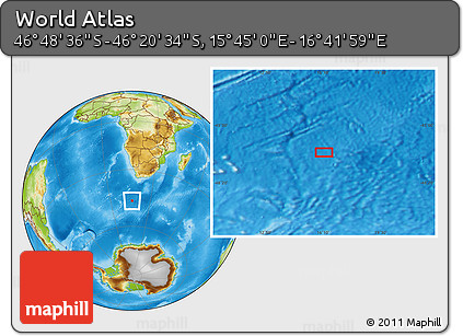 Physical Location Map of the Area around 46° 34' 35" S, 16° 13' 30" E