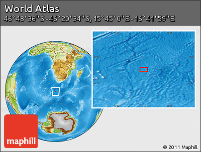 Physical Location Map of the Area around 46° 34' 35" S, 16° 13' 30" E