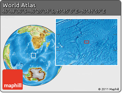 Physical Location Map of the Area around 46° 34' 35" S, 16° 13' 30" E