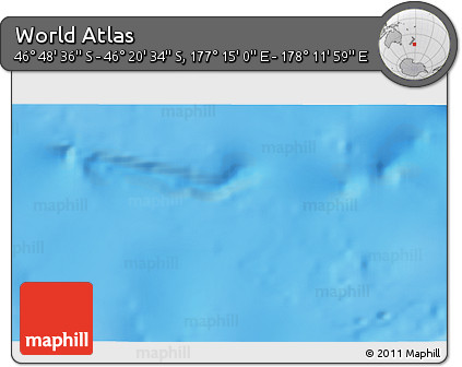 Physical 3D Map of the Area around 46° 34' 35" S, 177° 43' 29" E