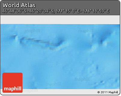 Physical 3D Map of the Area around 46° 34' 35" S, 177° 43' 29" E