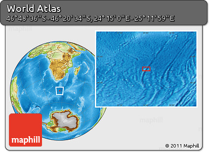 Physical Location Map of the Area around 46° 34' 35" S, 24° 43' 30" E