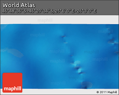 Physical 3D Map of the Area around 46° 34' 35" S, 25° 34' 30" E