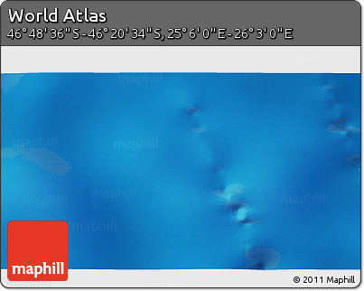 Physical 3D Map of the Area around 46° 34' 35" S, 25° 34' 30" E